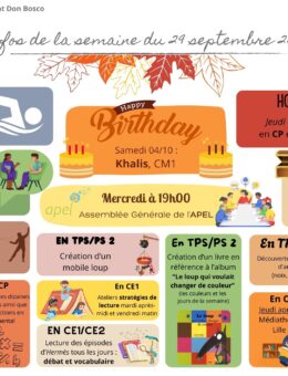 Infos de la semaine du 29 septembre 2025