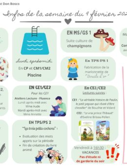 Infos de la semaine du 9 février 2026