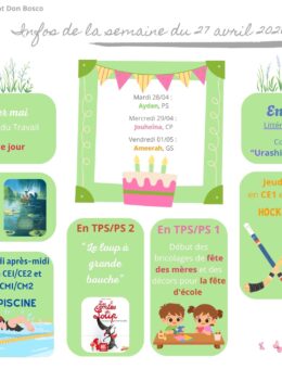 Infos de la semaine du 27 avril 2026