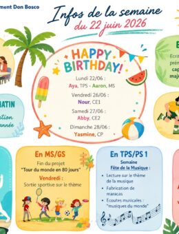 Infos de la semaine du 22 juin 2026